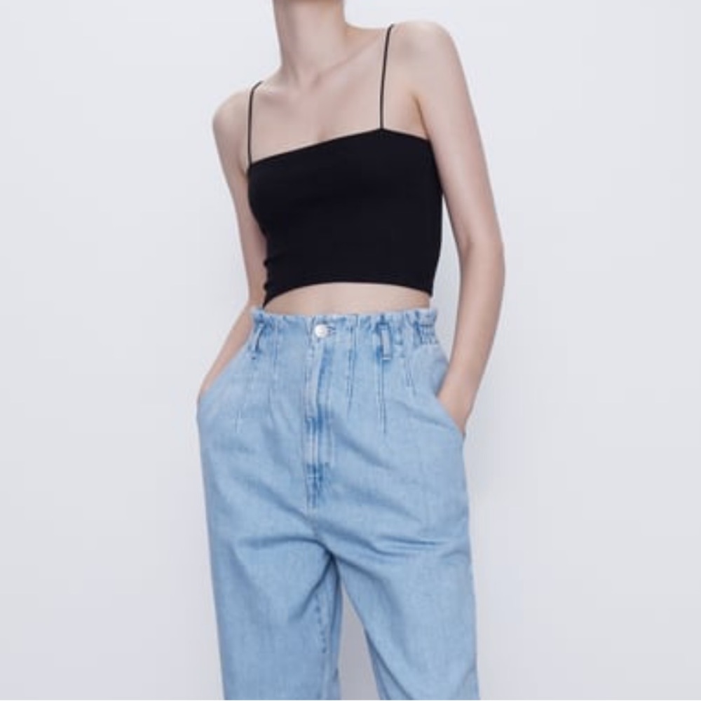 Zara Black Cropped Tank Top